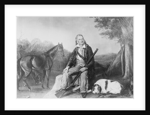 Drawing of John James Audubon Outdoors with Animals by Anonymous