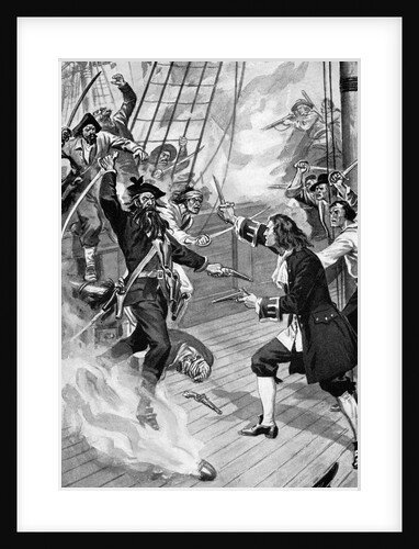 Illustration of Blackbeard and Maynard Dueling by Anonymous