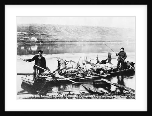 Fur Traders Poling Barge Full of Moose Antlers by Anonymous