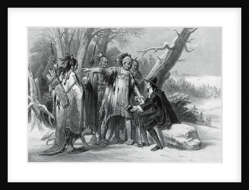 Print of Narragansett Indians Helping Roger Williams by Anonymous