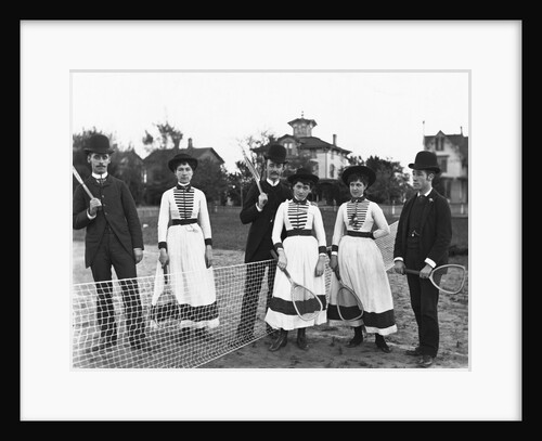 Couples Standing on Tennis Court by Anonymous