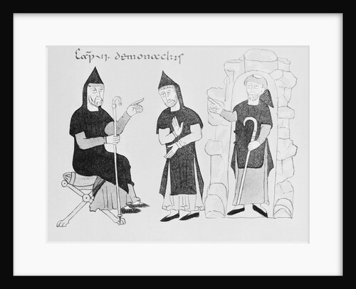 Drawing of Early Medieval Monks Conversing by Anonymous