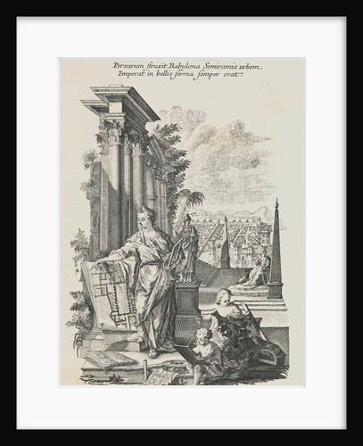 Print Depicting Semiramis with Blueprints by Anonymous