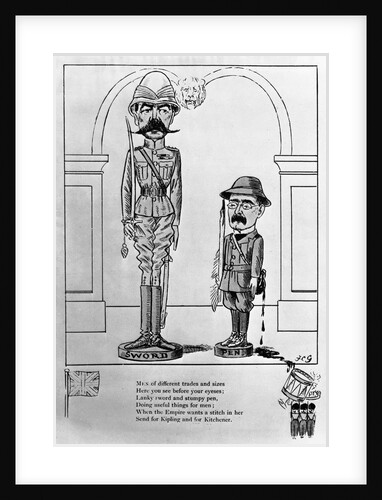 Political Cartoon of Kitchener and Kipling With Poem by Anonymous