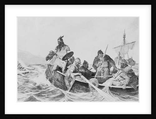 Leif Erickson in Watercraft with Others by Anonymous
