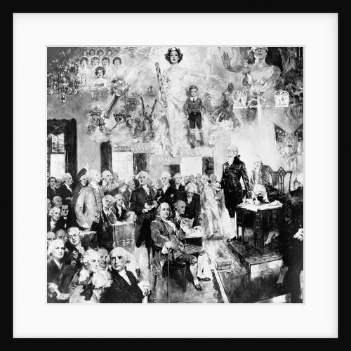 Collage Type Drawing of the Constitution Meeting by Anonymous