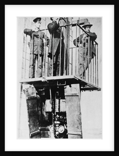 Men Atop Exhibition's Electric Elevator by Anonymous