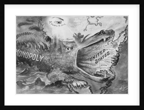 Political Cartoon of Monopoly Devouring United States by Anonymous