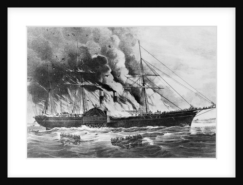 Illustration of Steam Ship Burning by Anonymous