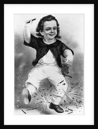 Illustration of Boy with Firecrackers by Anonymous