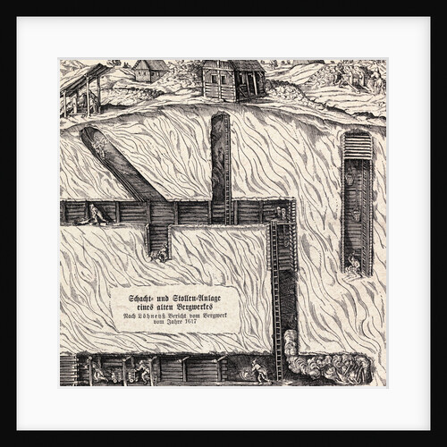 German Drawing Showing Mining Shaft by Anonymous