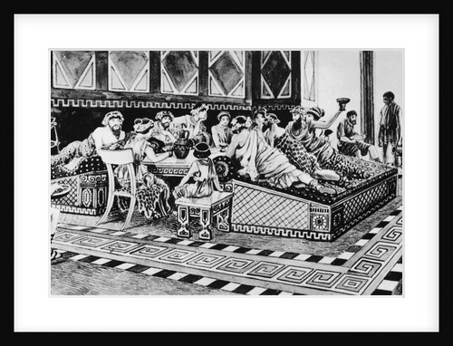 Print of an Ancient Greek Banquet by Anonymous