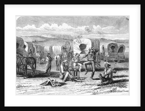 Covered Wagon Train Encampment by Anonymous