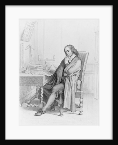Mathematician Blaise Pascal Sitting at Work Table by Anonymous