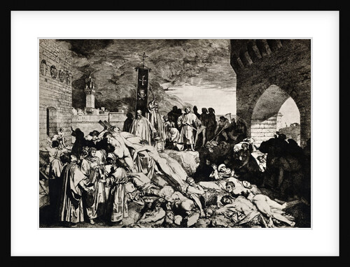 Engraving of Florence During a 14th-Century Plague by Anonymous