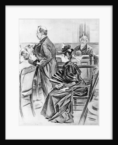 Drawing of Lizzie Borden and Her Lawyer in Court by Anonymous