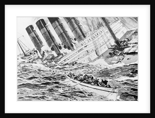Drawing Depicting Lusitania Sinking by Anonymous