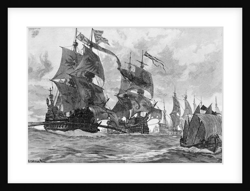 Print Depicting the Spanish Armada Advancing Through the English Channel by Anonymous