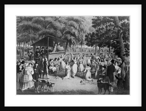 Lithograph of an Outdoor Religious Meeting by H. Bridport