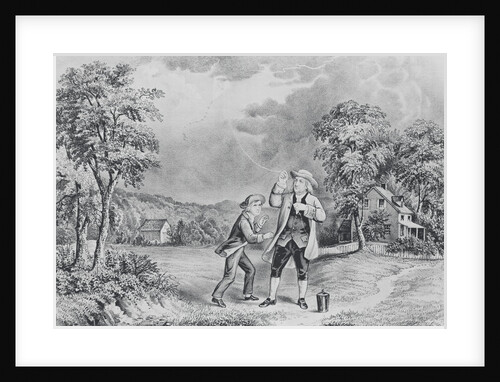 Ben Franklin Flying Kite by Anonymous