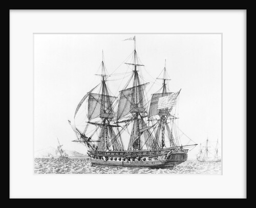 Print Depicting the USS Constitution Escaping from a British Squadron by Anonymous