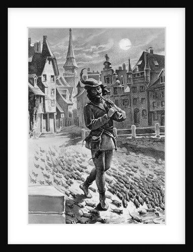 Illustration of the Pied Piper Leading Rats by Anonymous