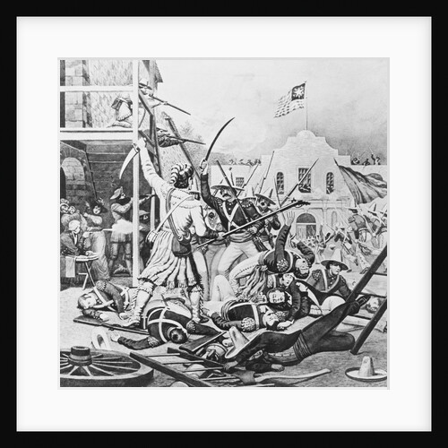 19th-Century Illustration of the Battle at the Alamo by Anonymous