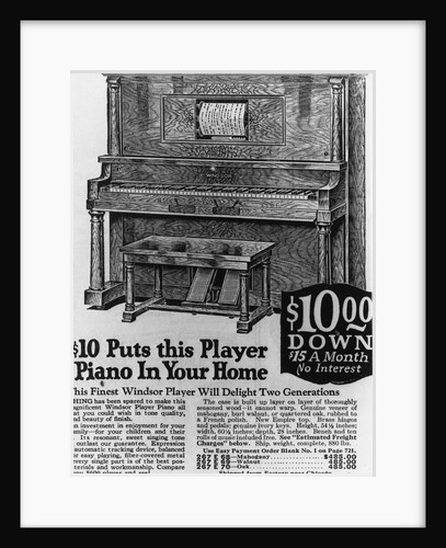 Advertisement for Player Piano by Anonymous
