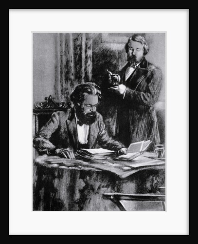 Friedrich Engels and Karl Marx in Office by Anonymous