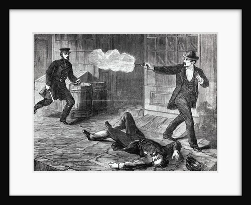 Illustration of Man Shooting at Police Officer by Anonymous