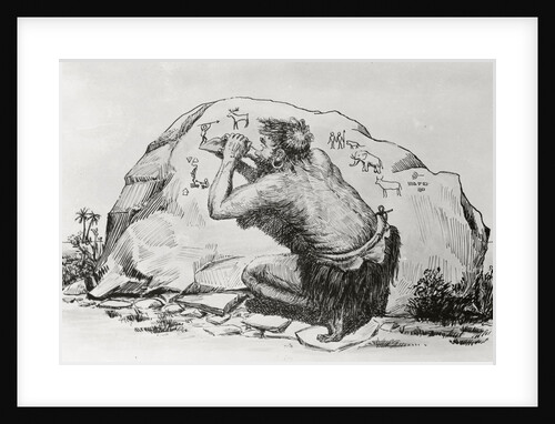Cave Man Etching in Stone by Anonymous