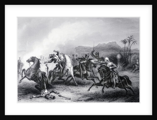 Historical Depiction of Sepoy Cavalry and British Fighting by Anonymous