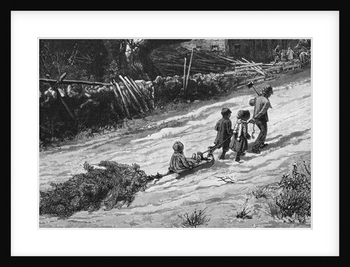 Children Bringing Home a Christmas Tree by Anonymous