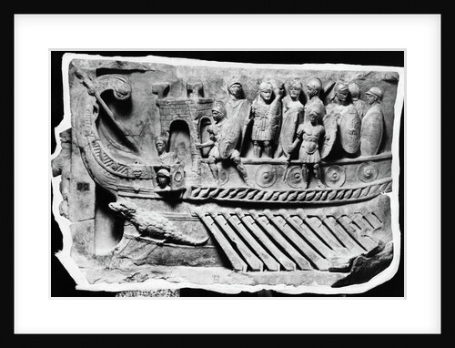 Roman Relief Sculpture with Soldiers on Boat by Anonymous