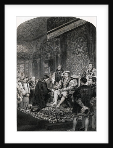 Illustration of King Henry VIII Receiving a Bible from Chancellor Cromwell by Anonymous