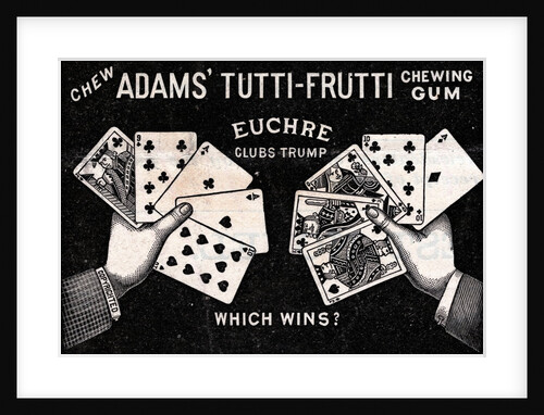 Gum Advertisement with Two Hands Holding Playing Cards by Anonymous