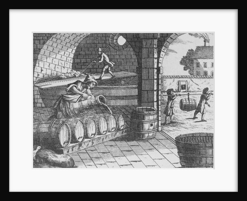 Engraving of a 17th-Century Brewery by Anonymous