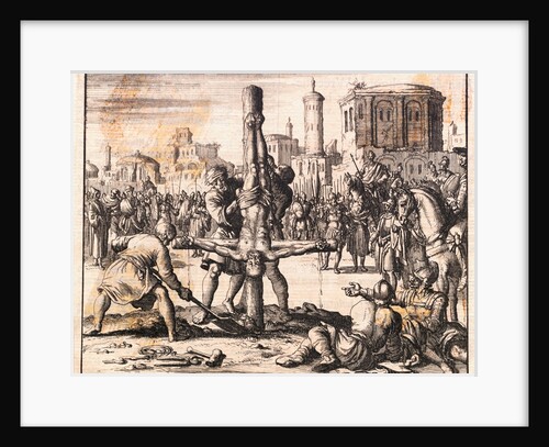 Print of the Crucifixion of St. Peter by Jan Luyken