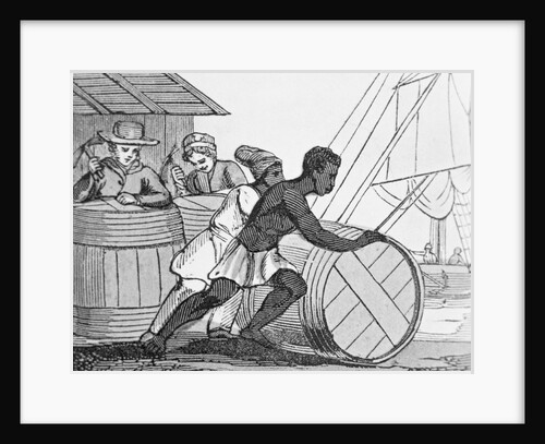 Slave Rolling Barrel Aboard Ship by Anonymous