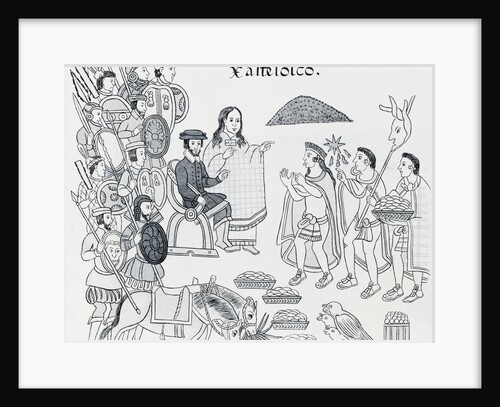 Elaborate Drawing Depicting Aztec Treaty Conference by Anonymous