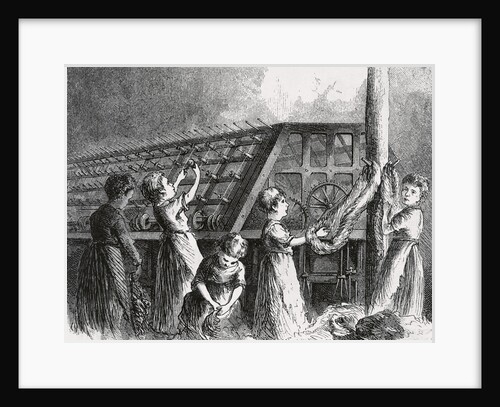 Drawing of Young Child and Women Laborers in Twine Factory by Anonymous