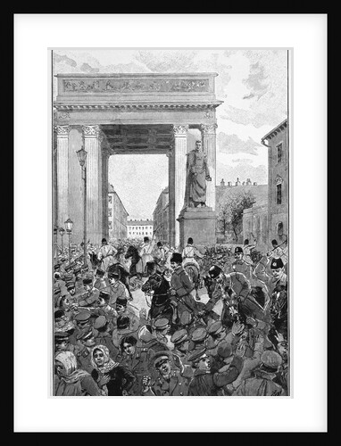 Engraving of Police Charging a Crowd in St. Petersburg, Russia by Anonymous