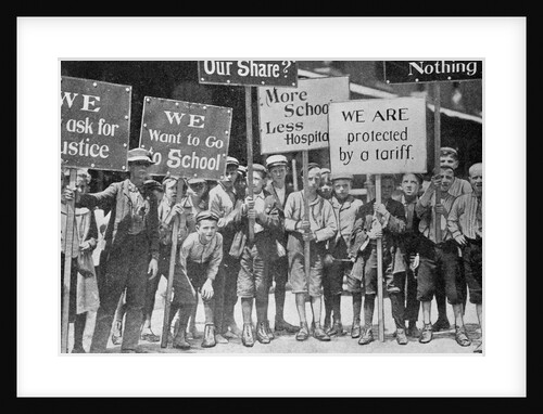 Child Textile Workers Holding Protest Signs During Strike by Anonymous