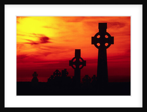 Celtic Crosses Silhouetted at Sunset by Anonymous