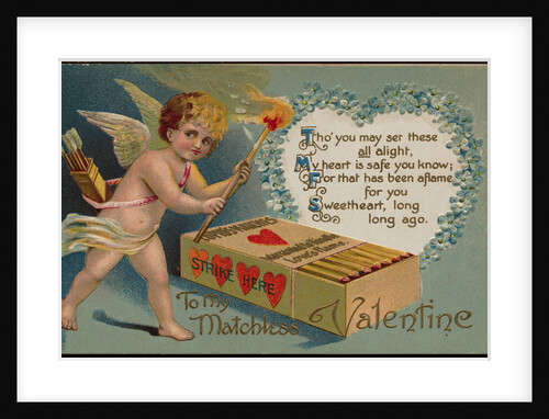 Valentine's Day Postcard with Cupid and Matches by Anonymous