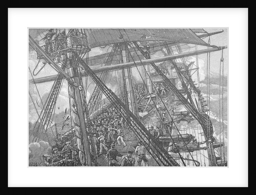 Illustration of the USS Constitution Engaged in Battle by J.O. Davidson