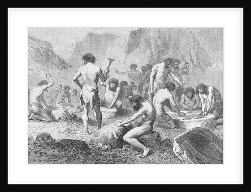 Prehistoric Men Making and Polishing Flints by Anonymous