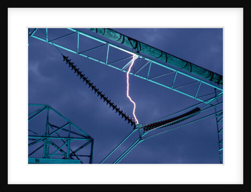 Lightning Bolt Striking Power Cable by Anonymous