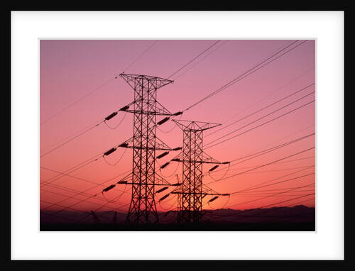 Sunset Behind Electrical Towers by Anonymous