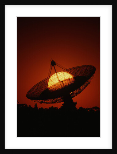 Radio Telescope Silhouetted by Setting Sun by Anonymous